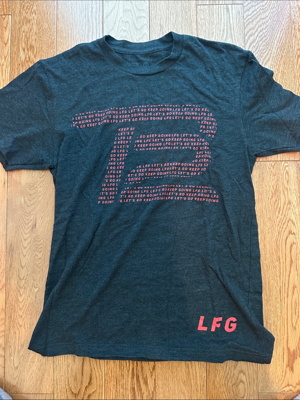 LFG Short Sleeve Tee in Charcoal with Red Graphic